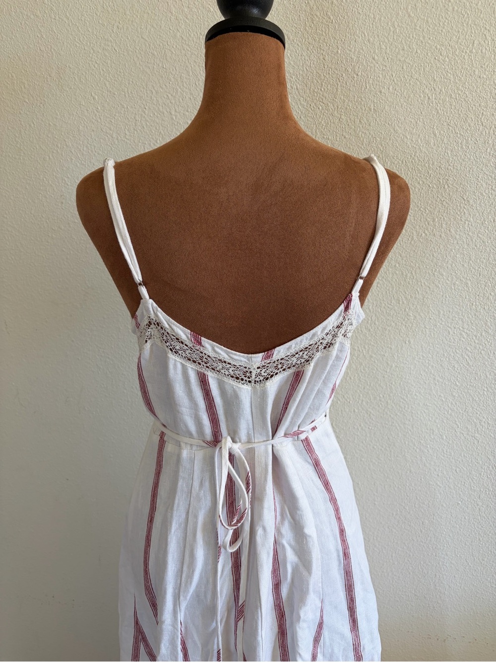 Reformation White Maxi Dress with Dusty Rose Stripes - Picture 5 of 8
